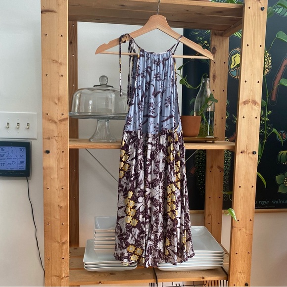 Free People Intimately Purple Yellow Floral Print Wildest Dream Slip Dress XS - Picture 7 of 16